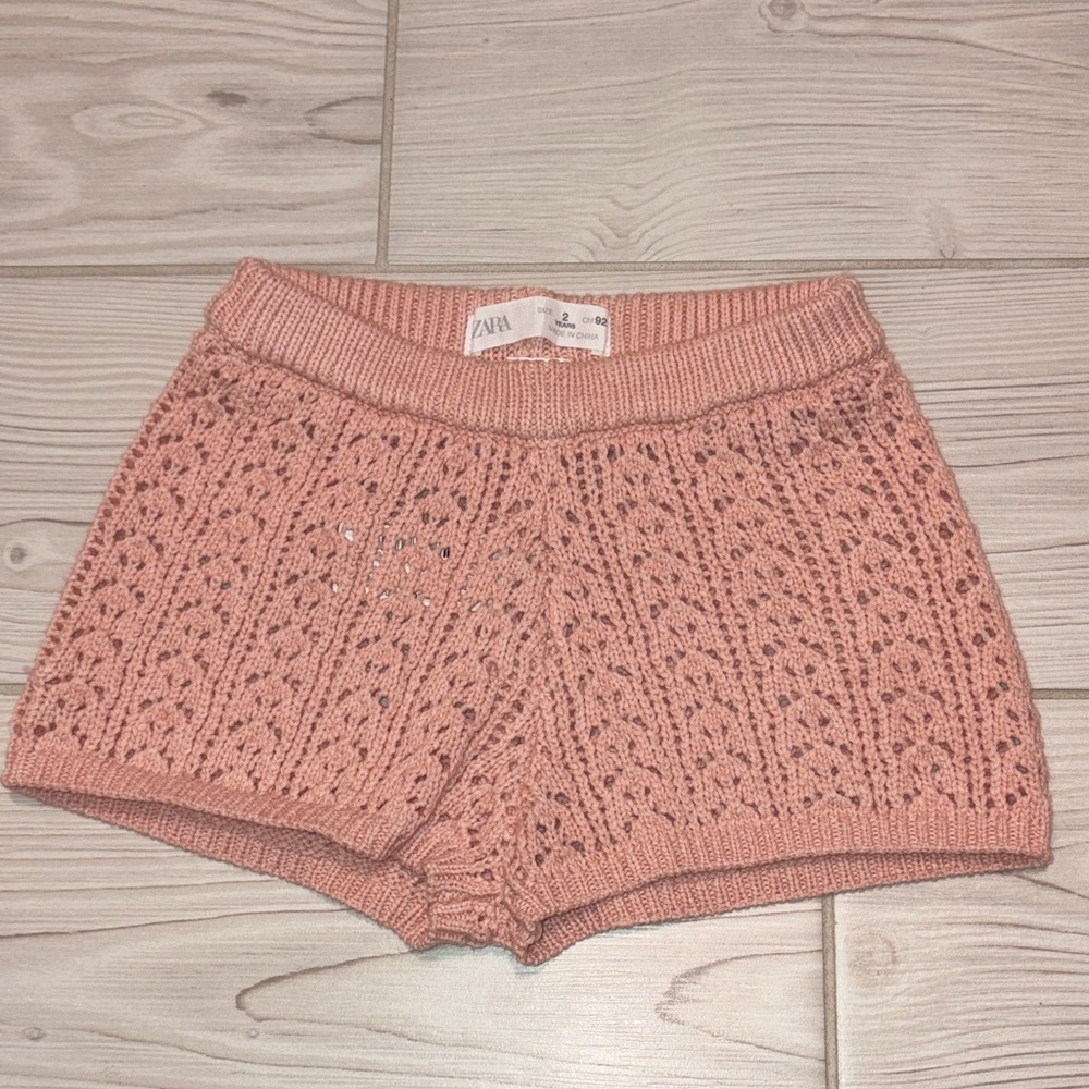 Zara Toddler Girls Pink Knit Shorts
